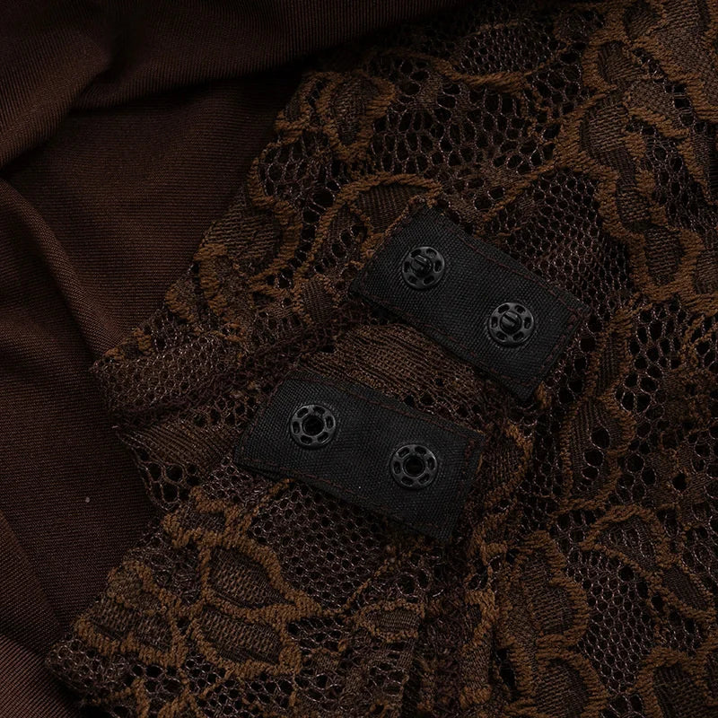 Vestido Maxi con Encaje Transparente - Un Hombro