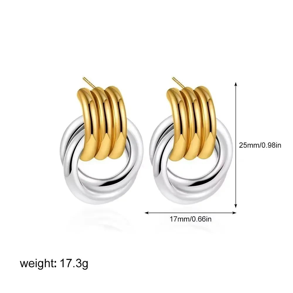 Aros Acero Inoxidable Zirconia Vintage - Huggie Waterproof Colores Mujer