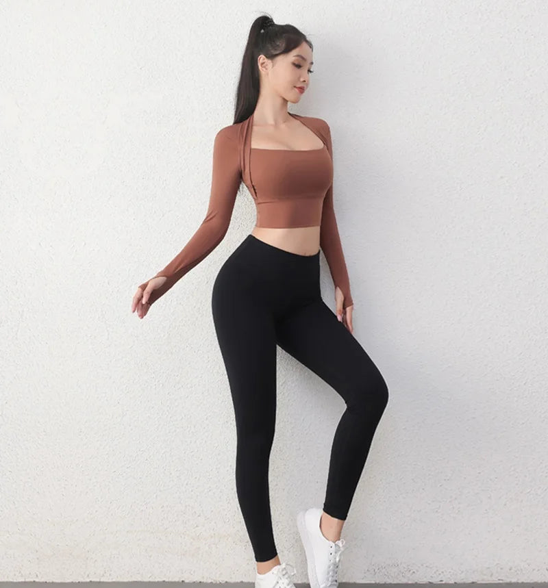 Top Yoga Manga Larga Crop - Fitness Gym Mujer