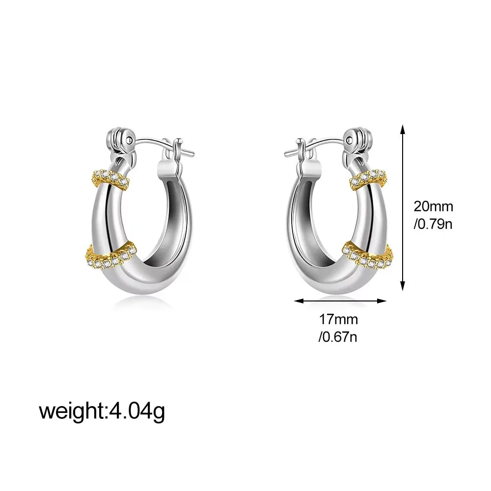 Aros Acero Inoxidable Zirconia Vintage - Huggie Waterproof Colores Mujer