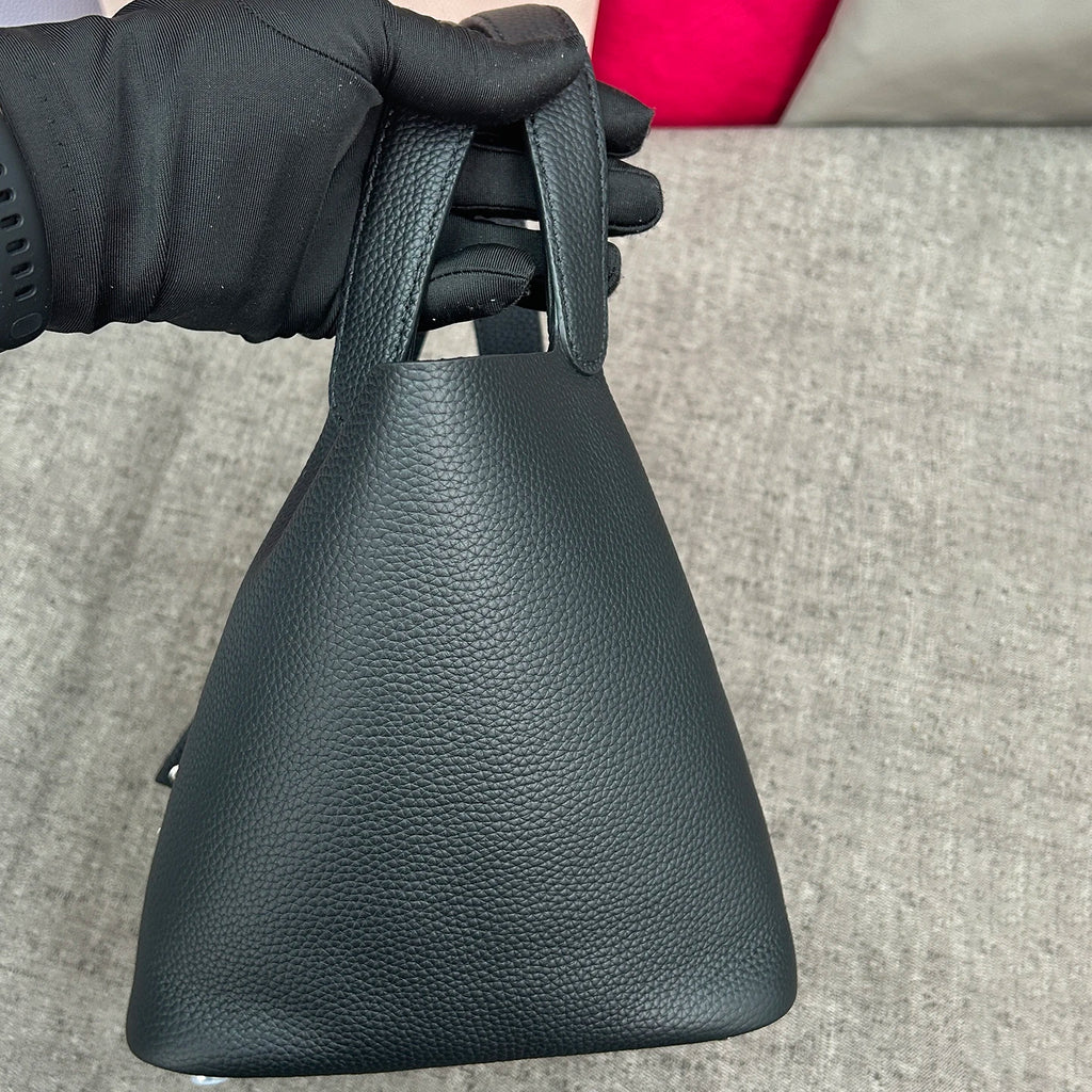 Bolso de Cuero Auténtico - Diseño Tipo Cubo Grande