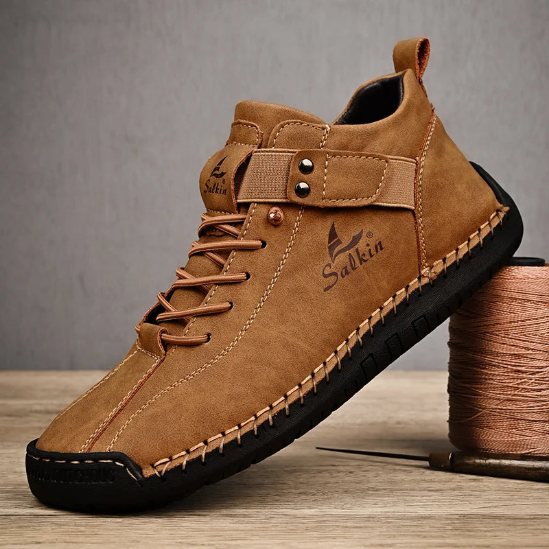 Zapatos Cuero Artesanales Hombre 2025 - Sneakers Transpirables Diseño Premium