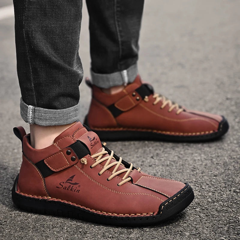 Zapatos Cuero Artesanales Hombre 2025 - Sneakers Transpirables Diseño Premium
