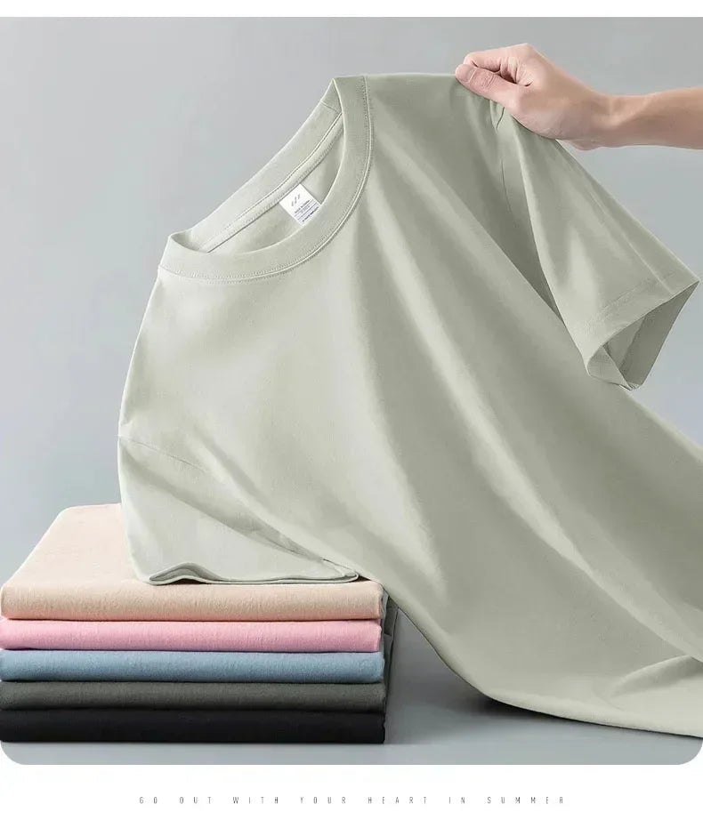 Camiseta Pesada de Algodón 100% - Manga Corta Casual Hombre