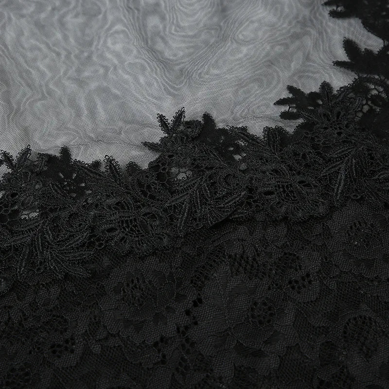 Vestido Mini Sexy con Encaje Transparente - Tirantes Finos