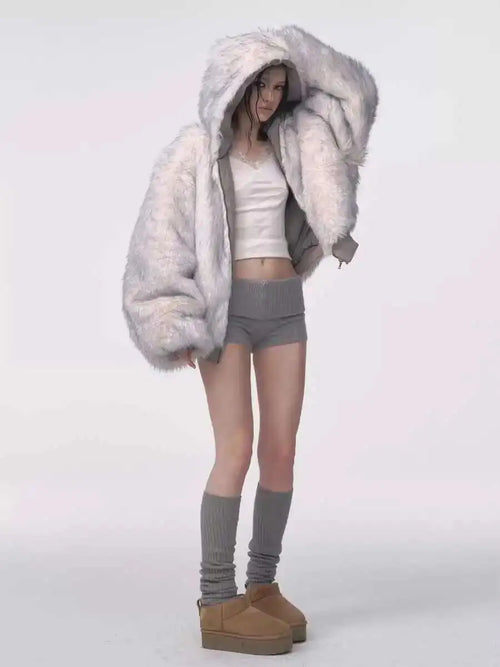 Abrigo Retro Fur Gothic Harajuku - Oversized Invierno Mujer