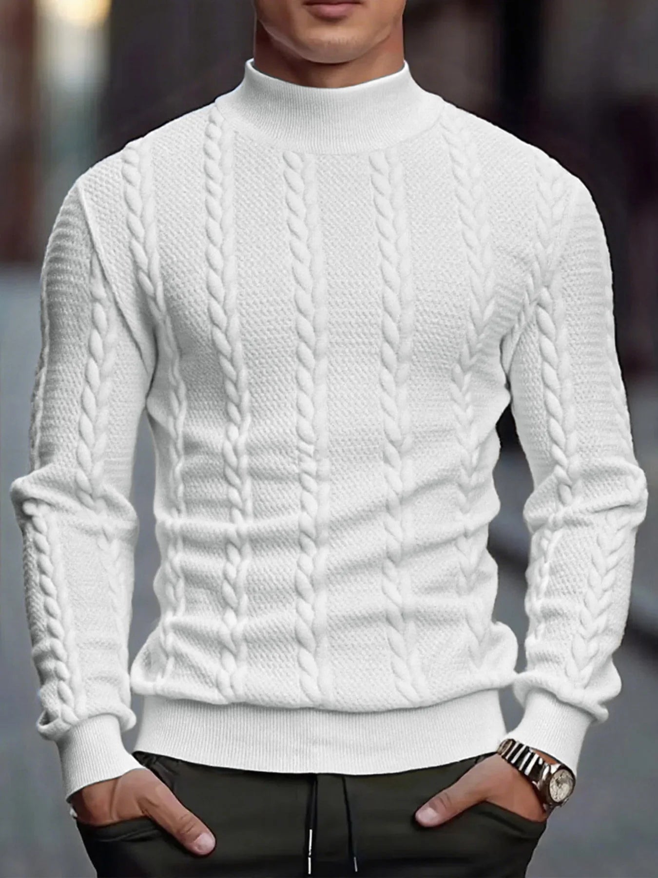 Suéter de Cuello Alto Tejido - Diseño Vintage Hombre