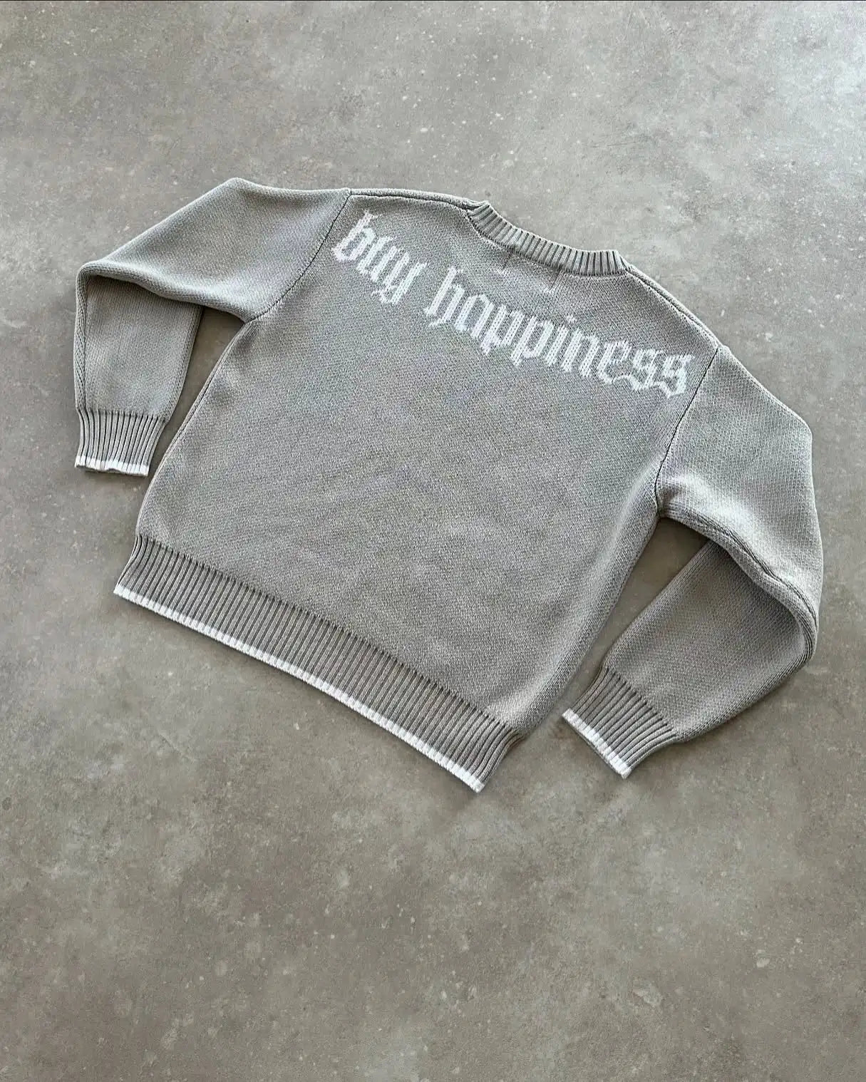 Suéter Y2K Gris con Patrón de Símbolos - Estilo Harajuku Hombre