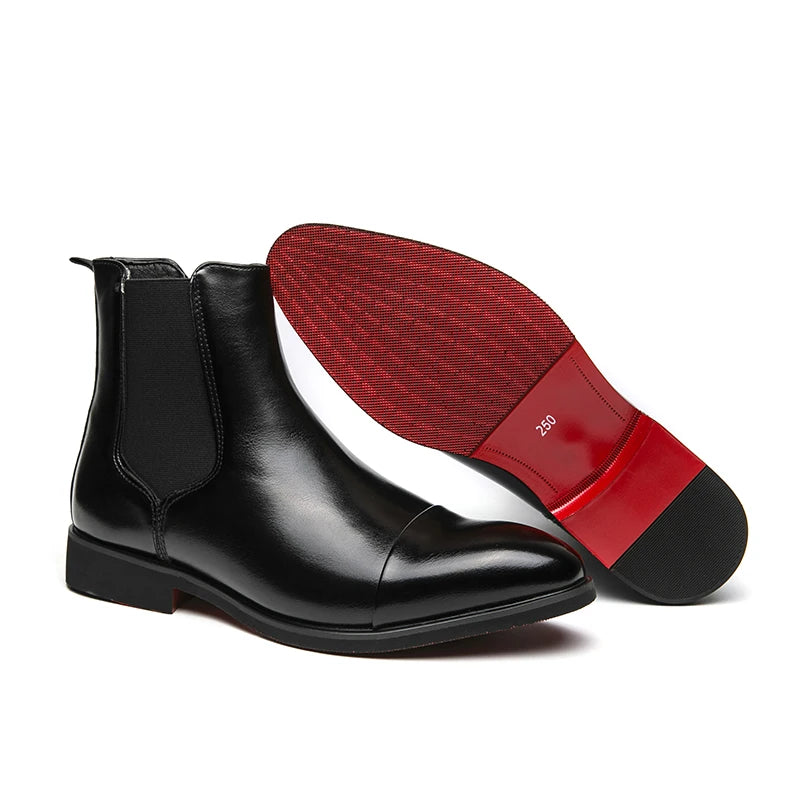 Chelsea Boots Hombre Suela Roja - Botines Business Slip-On Elegantes