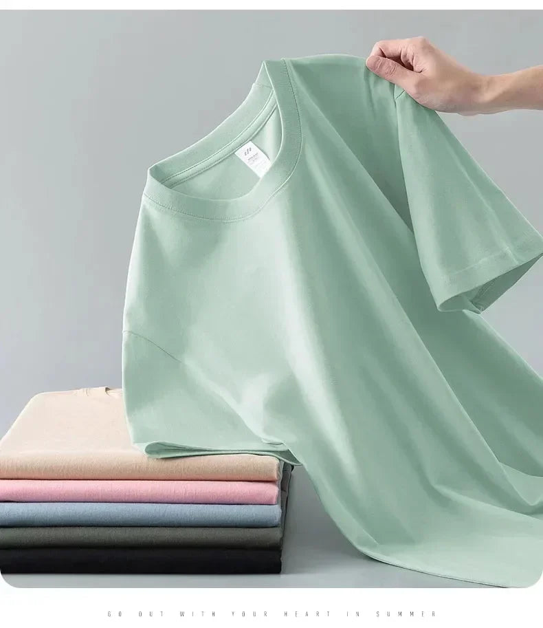 Camiseta Pesada de Algodón 100% - Manga Corta Casual Hombre