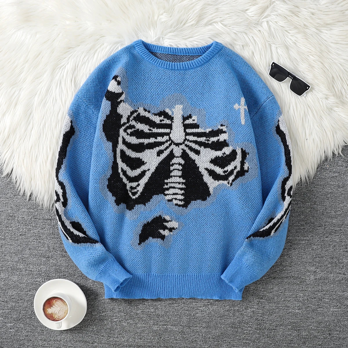 Suéter con Patrón Mariposa Jacquard - Cuello Redondo Casual Hombre