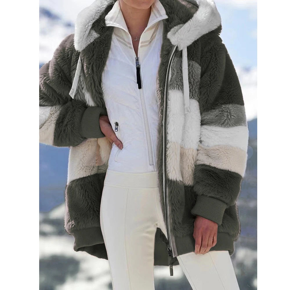 Chaqueta Oversized con Capucha y Felpa - Estilo Streetwear