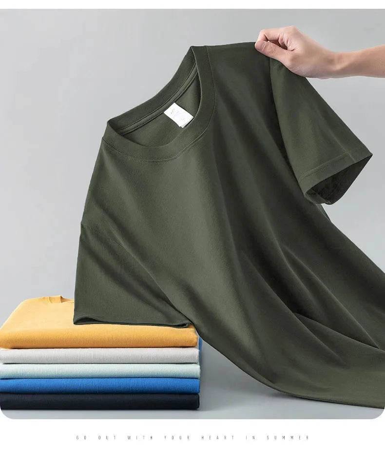 Camiseta Pesada de Algodón 100% - Manga Corta Casual Hombre