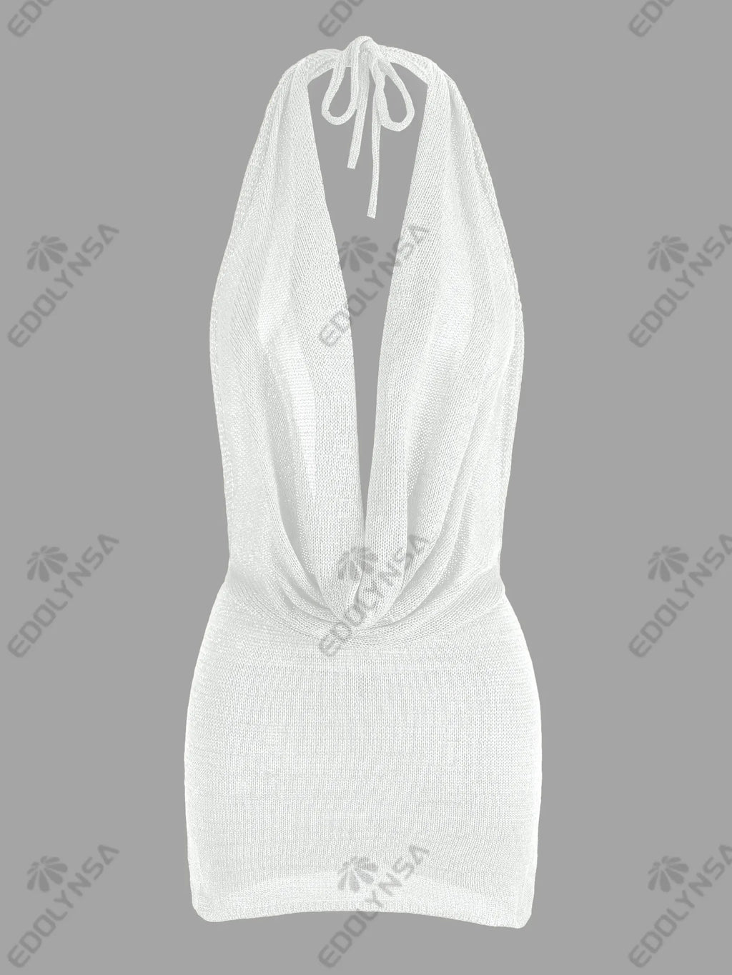 Vestido Mini de Playa con Escote en V - Espalda Descubierta