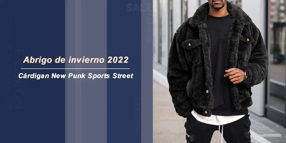 Chaqueta de Invierno con Forro de Felpa - Estilo Hip Hop Hombre
