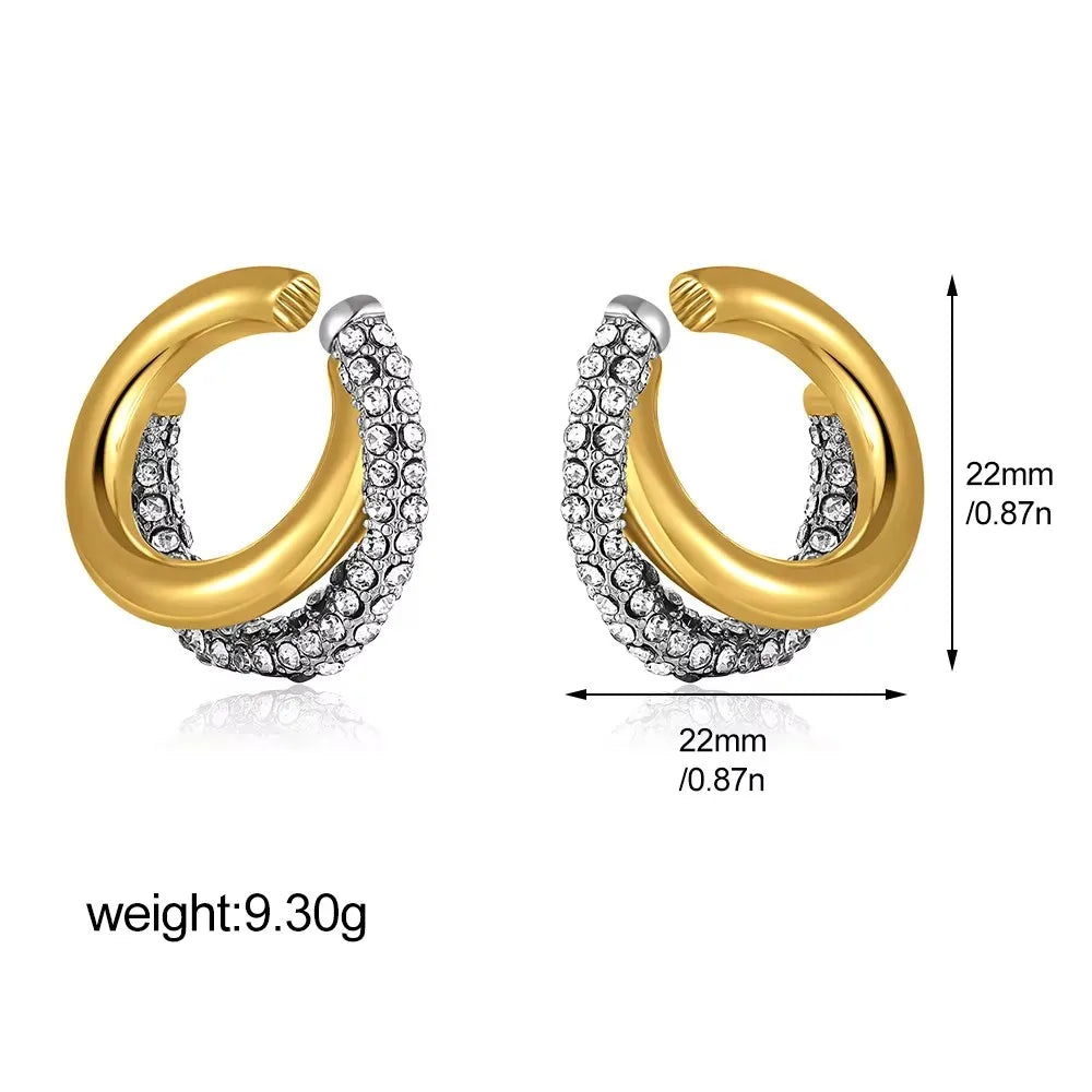 Aros Acero Inoxidable Zirconia Vintage - Huggie Waterproof Colores Mujer