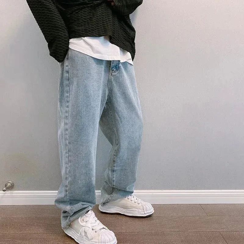 Jeans Streetwear Baggy Pierna Ancha - Estilo Coreano Cargo Hombre