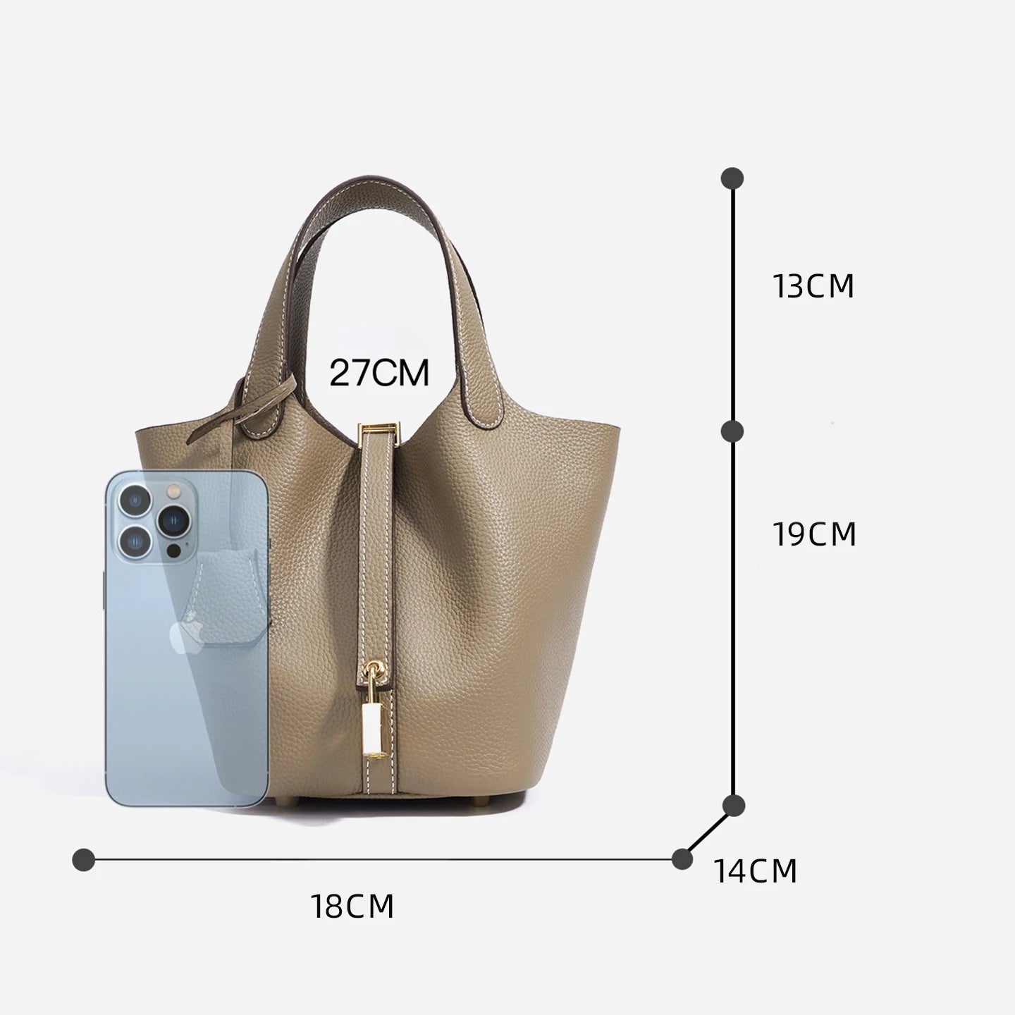 Bolso de Cuero Auténtico - Diseño Tipo Cubo Grande