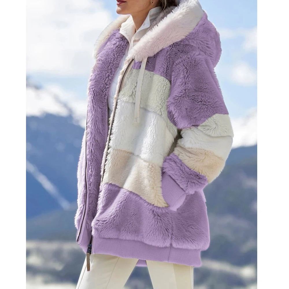 Chaqueta Oversized con Capucha y Felpa - Estilo Streetwear