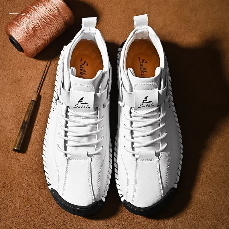 Zapatos Cuero Artesanales Hombre 2025 - Sneakers Transpirables Diseño Premium