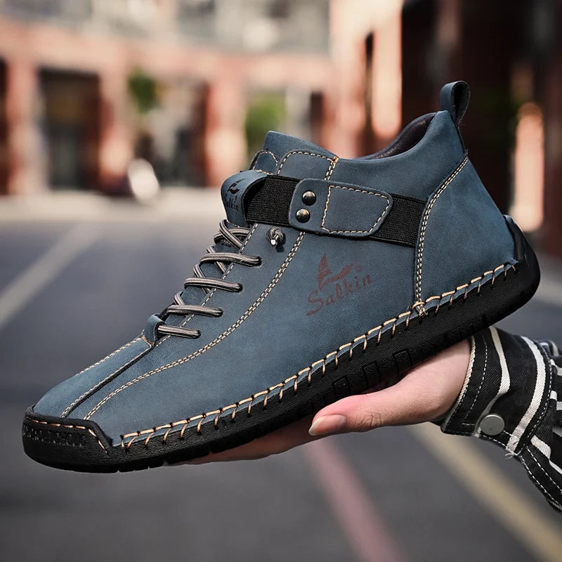 Zapatos Cuero Artesanales Hombre 2025 - Sneakers Transpirables Diseño Premium