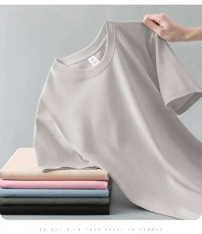 Camiseta Pesada de Algodón 100% - Manga Corta Casual Hombre