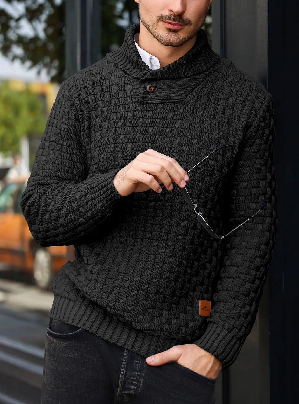 Suéter de Cuello Redondo Tejido - Cálido y Suave Hombre