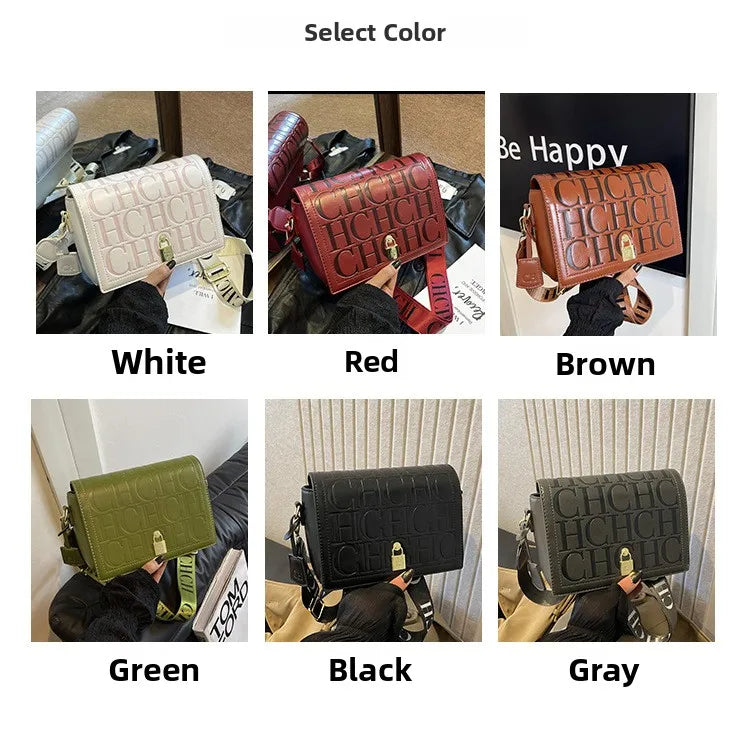 Bolso Bandolera Gran Capacidad con Letras en Relieve - Estilo Minimalista PU