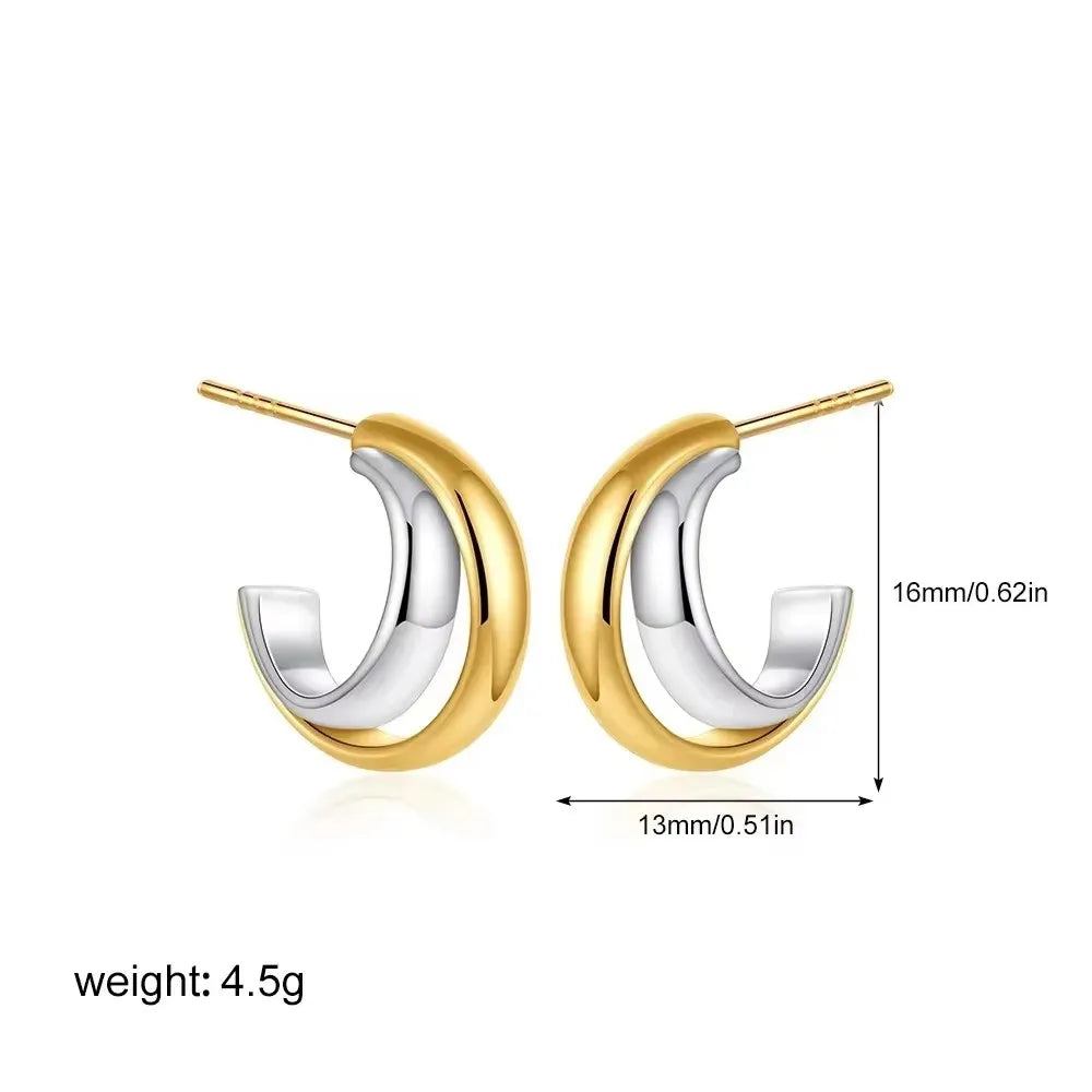 Aros Acero Inoxidable Zirconia Vintage - Huggie Waterproof Colores Mujer