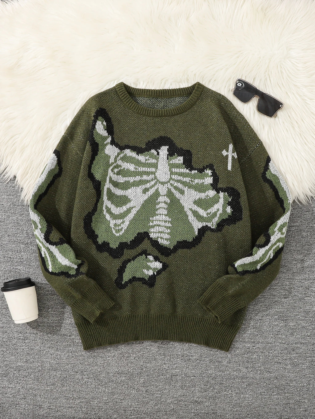Suéter con Patrón Mariposa Jacquard - Cuello Redondo Casual Hombre