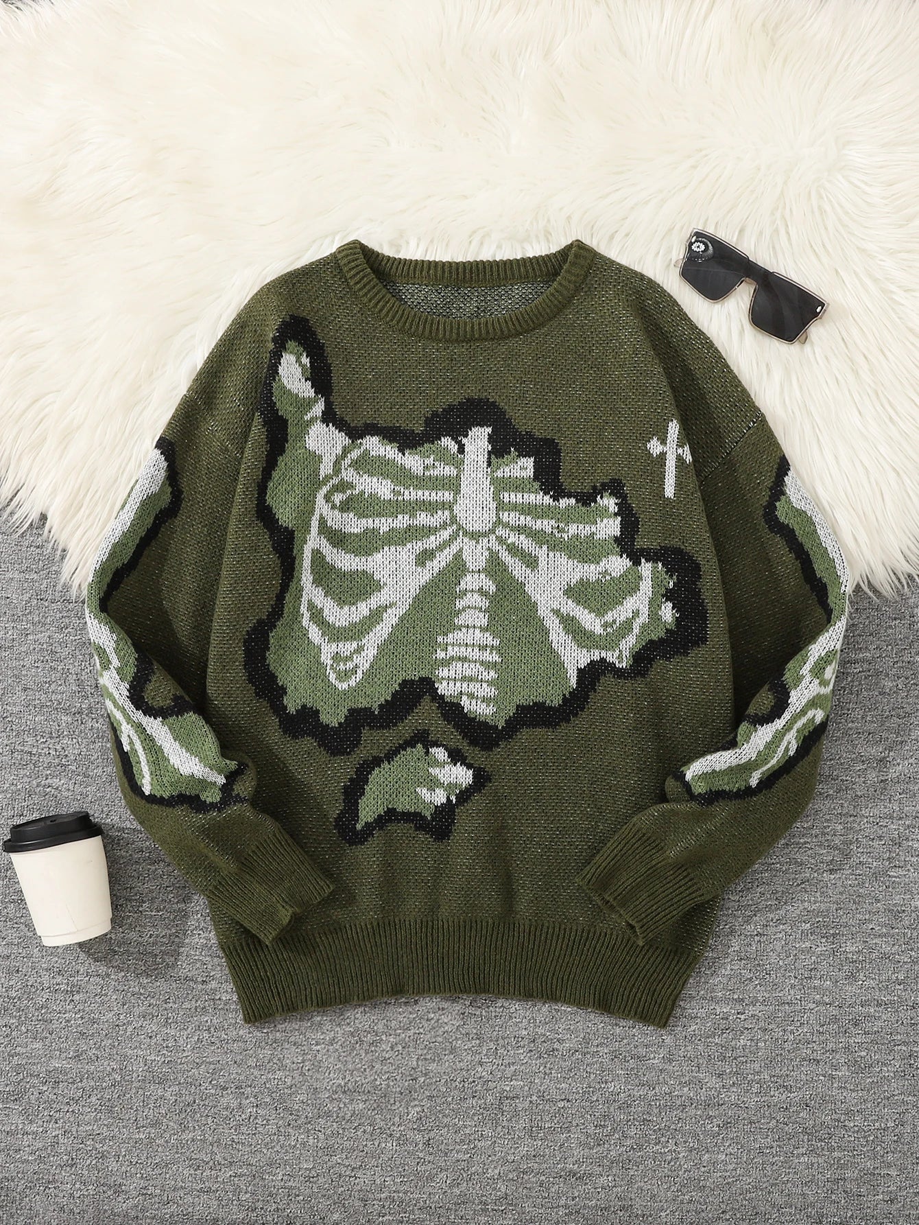 Suéter con Patrón Mariposa Jacquard - Cuello Redondo Casual Hombre