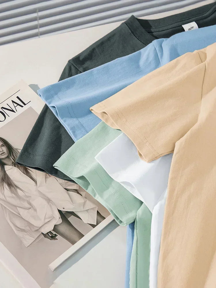 Camiseta Pesada de Algodón 100% - Manga Corta Casual Hombre