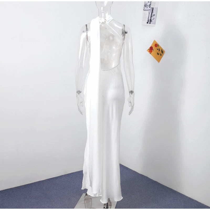 Vestido Halter Elegante con Lazo - Espalda Descubierta