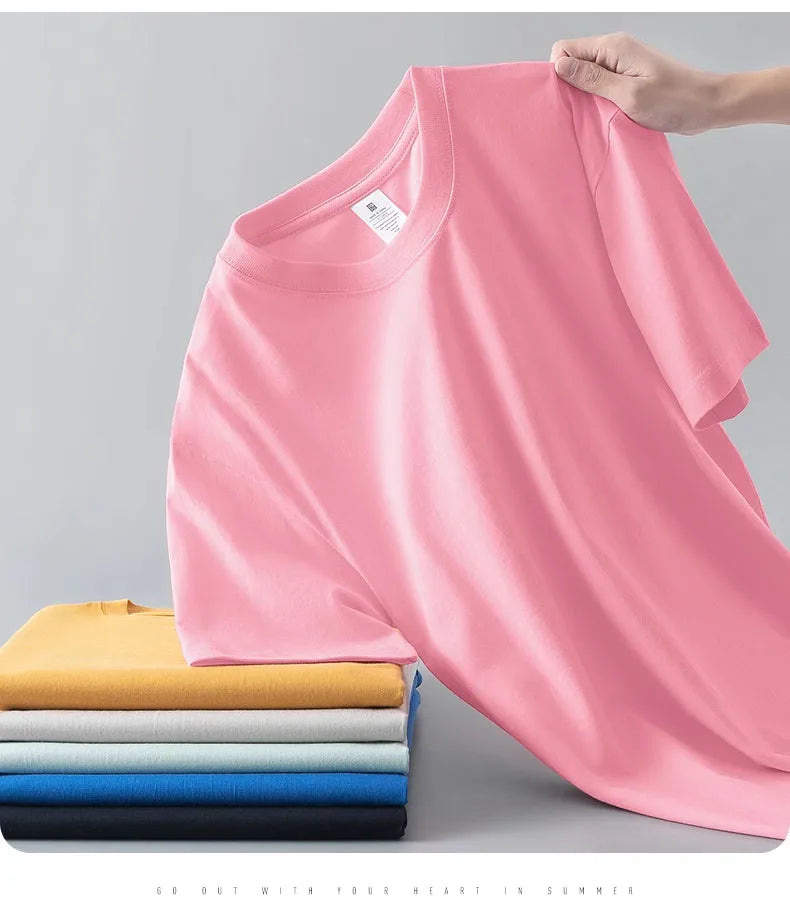 Camiseta Pesada de Algodón 100% - Manga Corta Casual Hombre