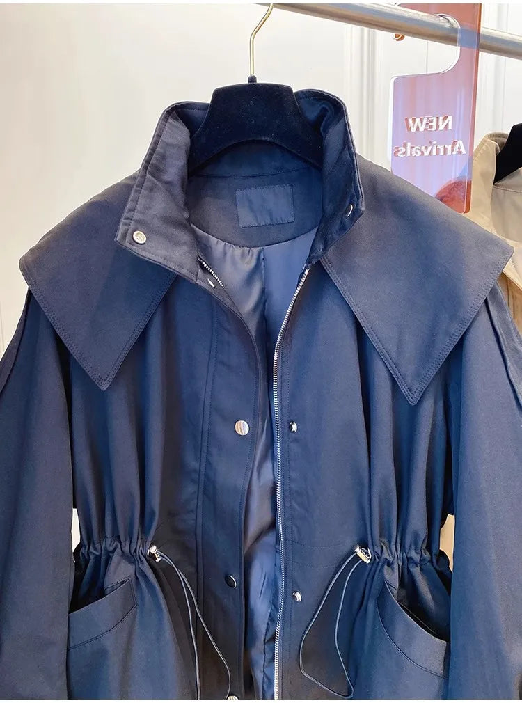 Chaqueta Trench Corta Coreana - Diseño Vintage Casual Mujer