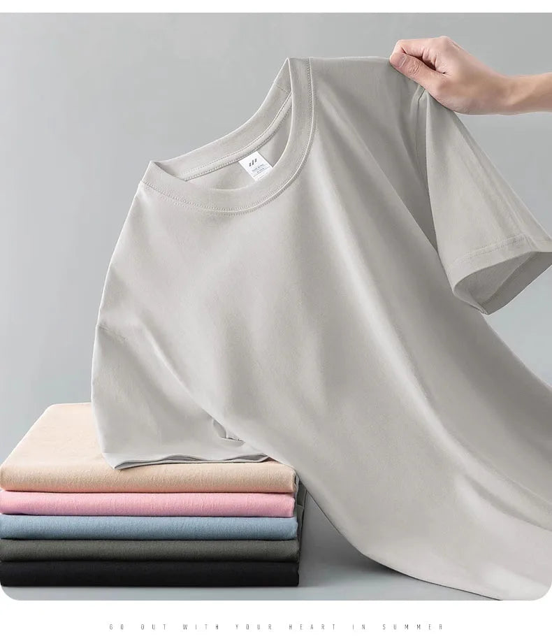 Camiseta Pesada de Algodón 100% - Manga Corta Casual Hombre