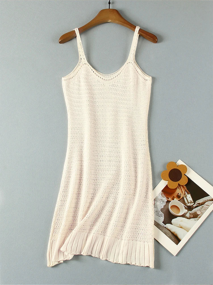Vestido de Playa Crochet con Volantes - Cuello Halter