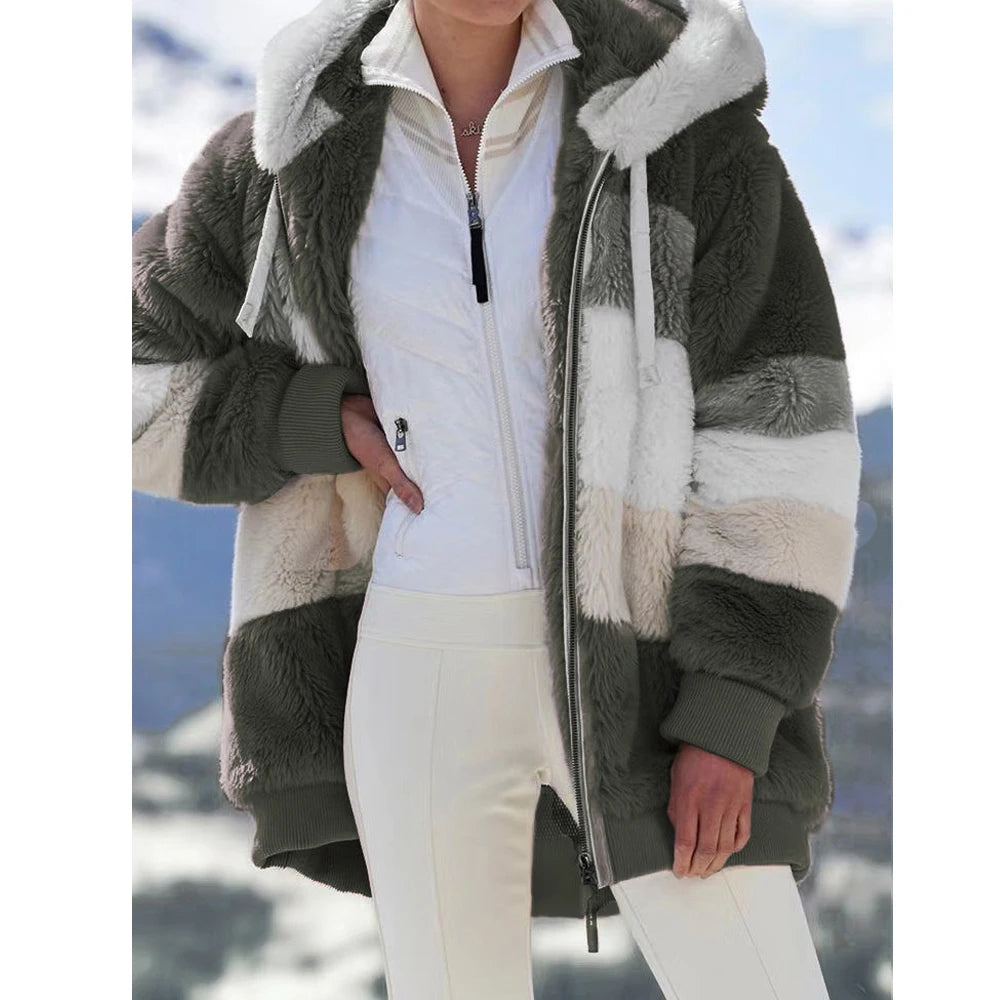 Chaqueta Oversized con Capucha y Felpa - Estilo Streetwear