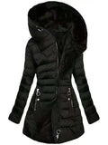 Chaqueta Fleece con Capucha - Cálida Larga Otoño Invierno Mujer