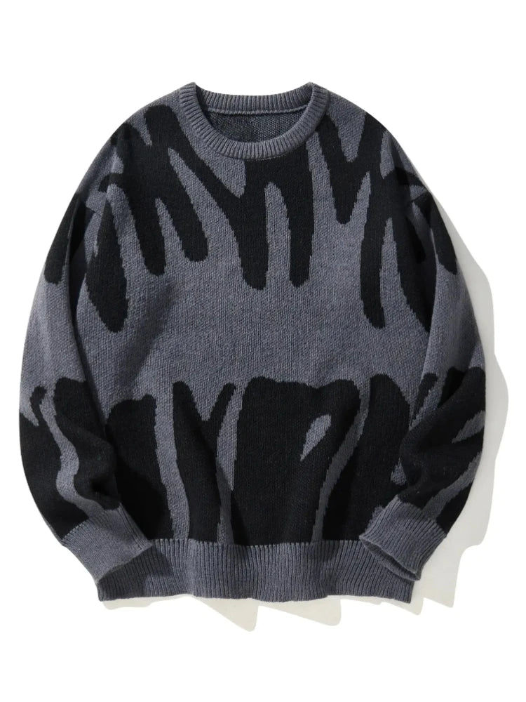 Suéter con Patrón Jacquard Irregular - Cuello Redondo Hombre