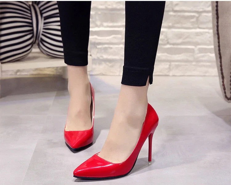 Zapatos Tacón Alto Stiletto Mujer - Punta Afilada Charol Boda Fiesta