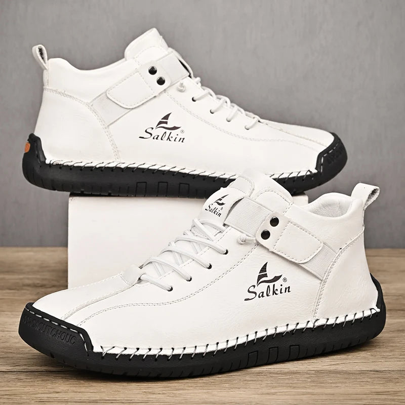 Zapatos Cuero Artesanales Hombre 2025 - Sneakers Transpirables Diseño Premium