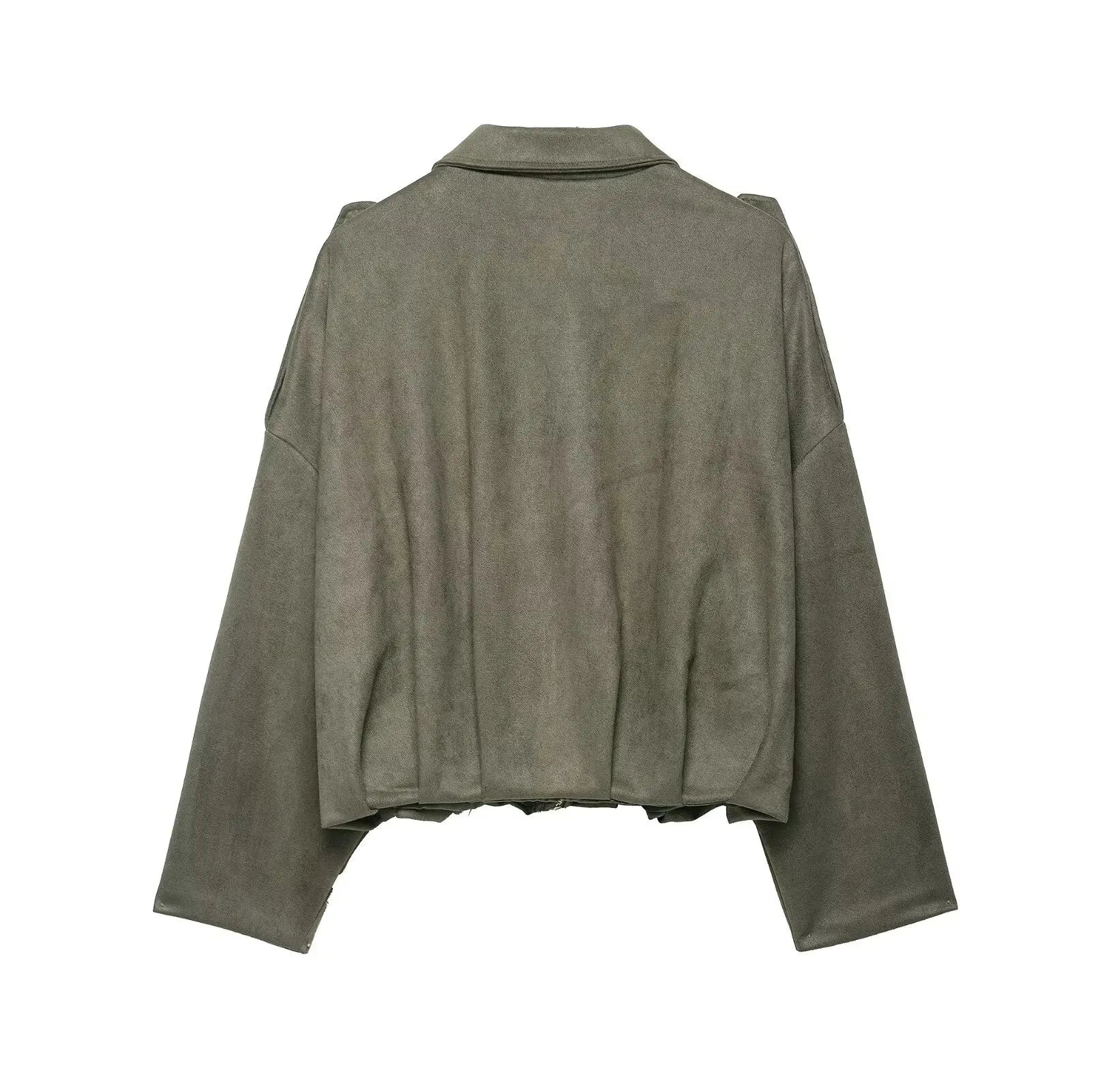 Chaqueta Suede Retro con Cremallera - Estilo Street Fashion Mujer