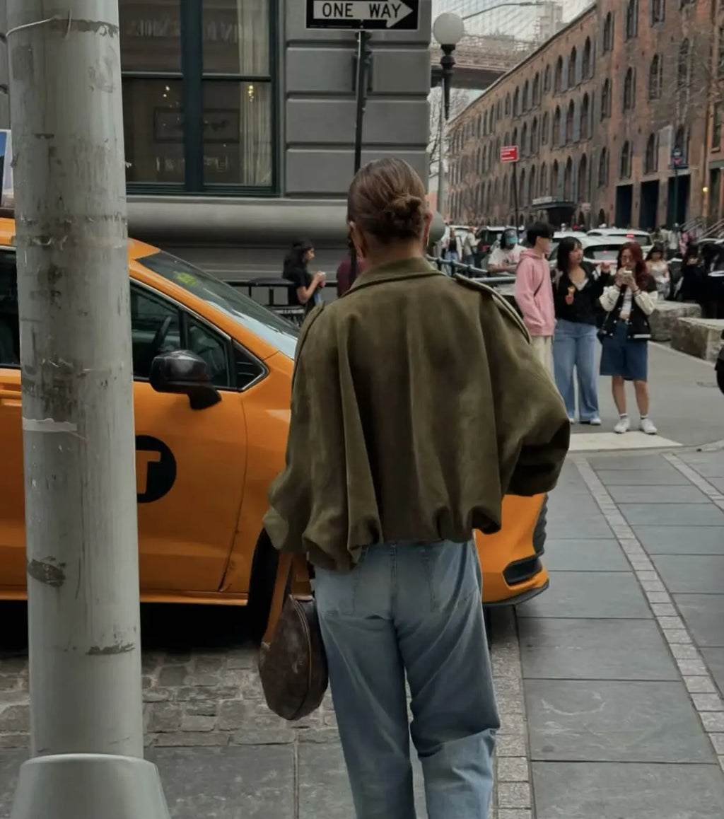 Chaqueta Suede Retro con Cremallera - Estilo Street Fashion Mujer