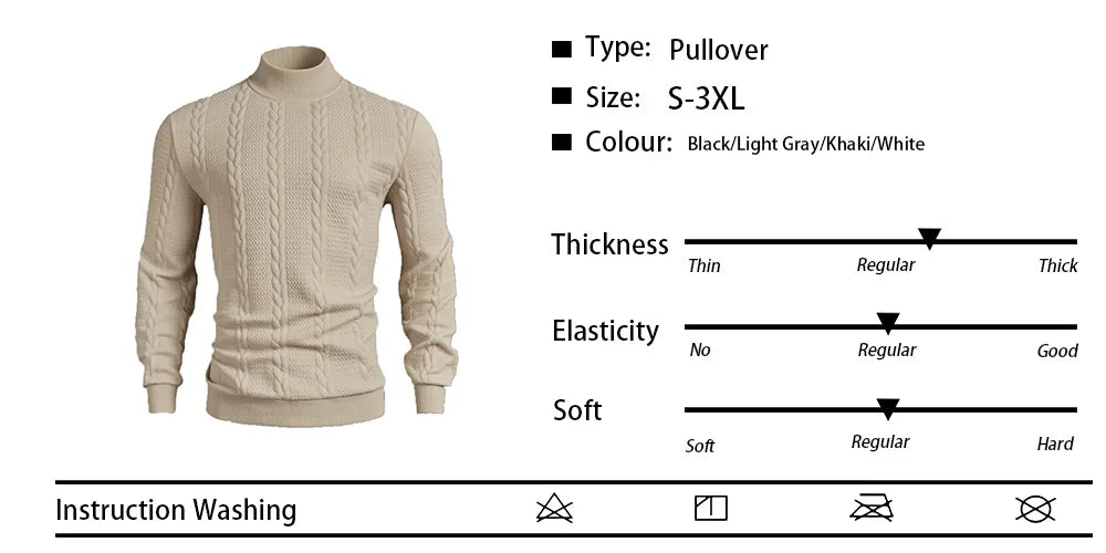 Suéter de Cuello Alto Tejido - Diseño Vintage Hombre