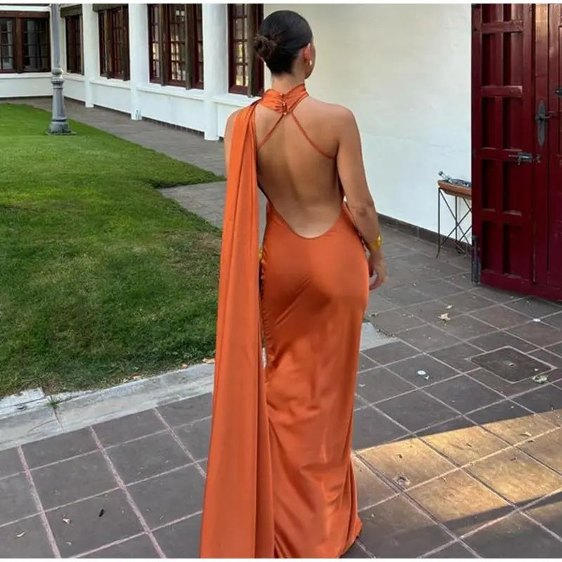 Vestido Halter Elegante con Lazo - Espalda Descubierta