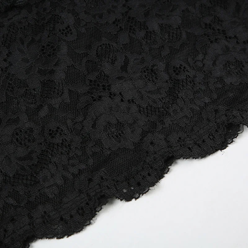 Vestido Mini Sexy con Encaje Transparente - Tirantes Finos