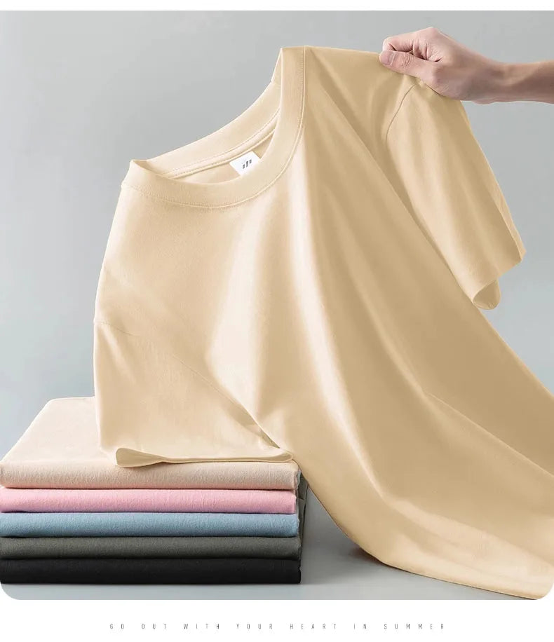 Camiseta Pesada de Algodón 100% - Manga Corta Casual Hombre