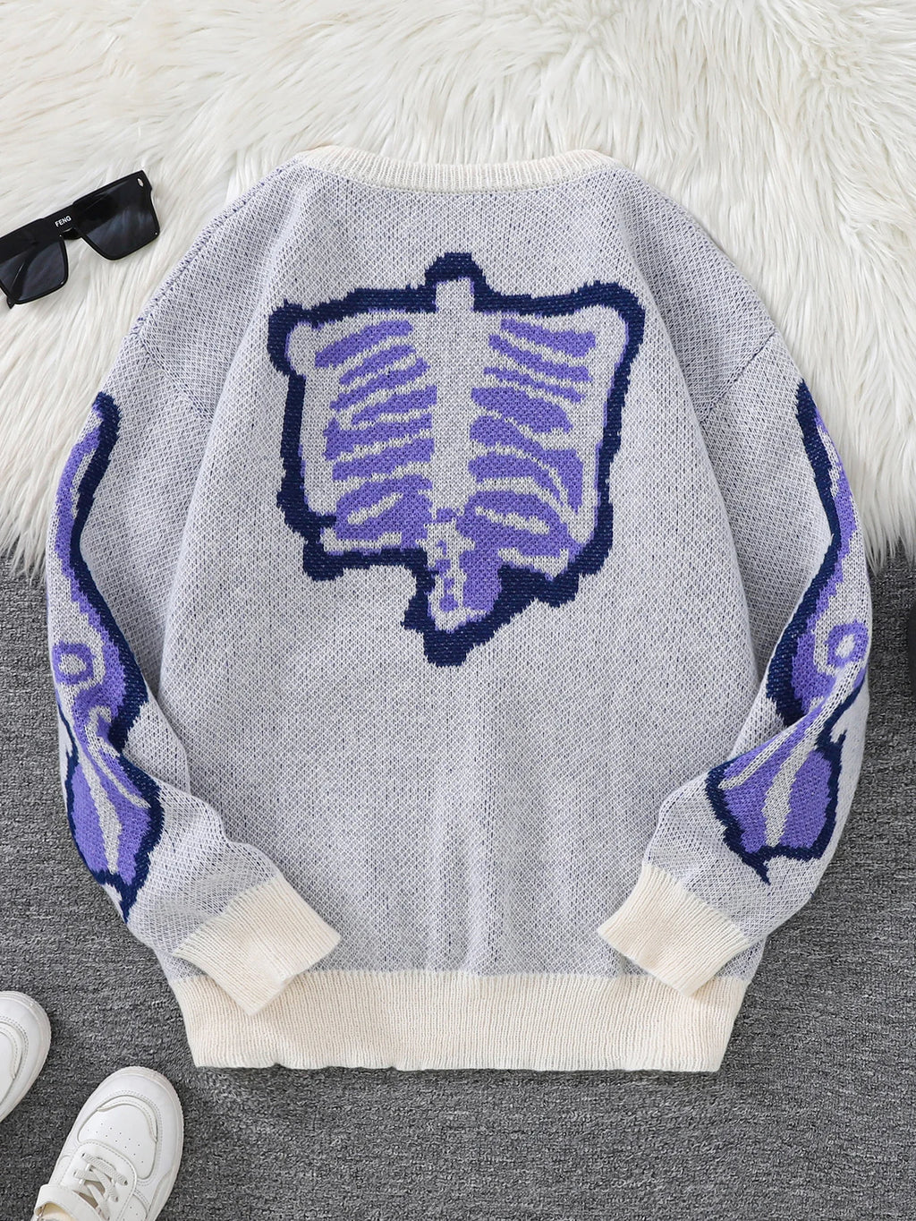Suéter con Patrón Mariposa Jacquard - Cuello Redondo Casual Hombre