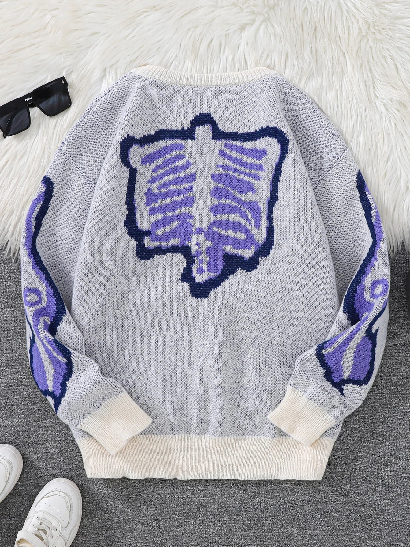 Suéter con Patrón Mariposa Jacquard - Cuello Redondo Casual Hombre